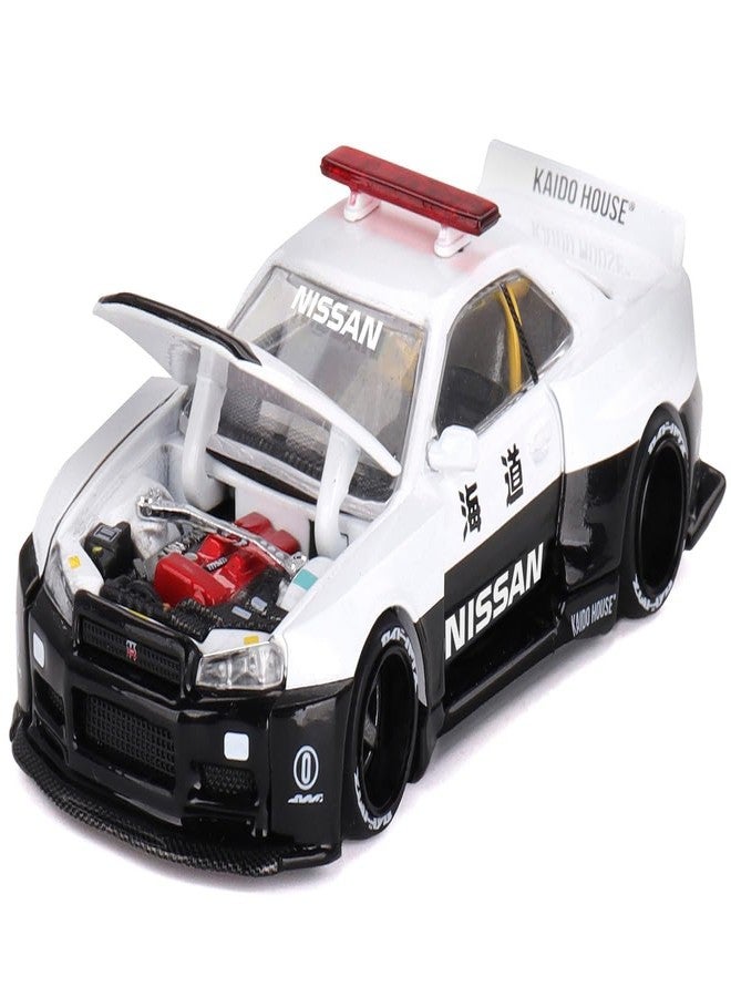 Mini GT Models Skyline GT-R (R34) Kaido Works (V2 Aero) RHD (Right Hand Drive) Black and White Japan Police (Designed by Jun Imai) Kaido House Special 1/64 Diecast Model Car by Mini GT KHMG120 - Image 2